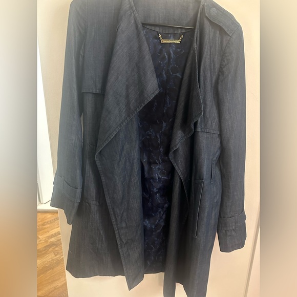 Diane Von Furstenberg DVF denim short trench coat wrap S NWOT - Picture 8 of 8